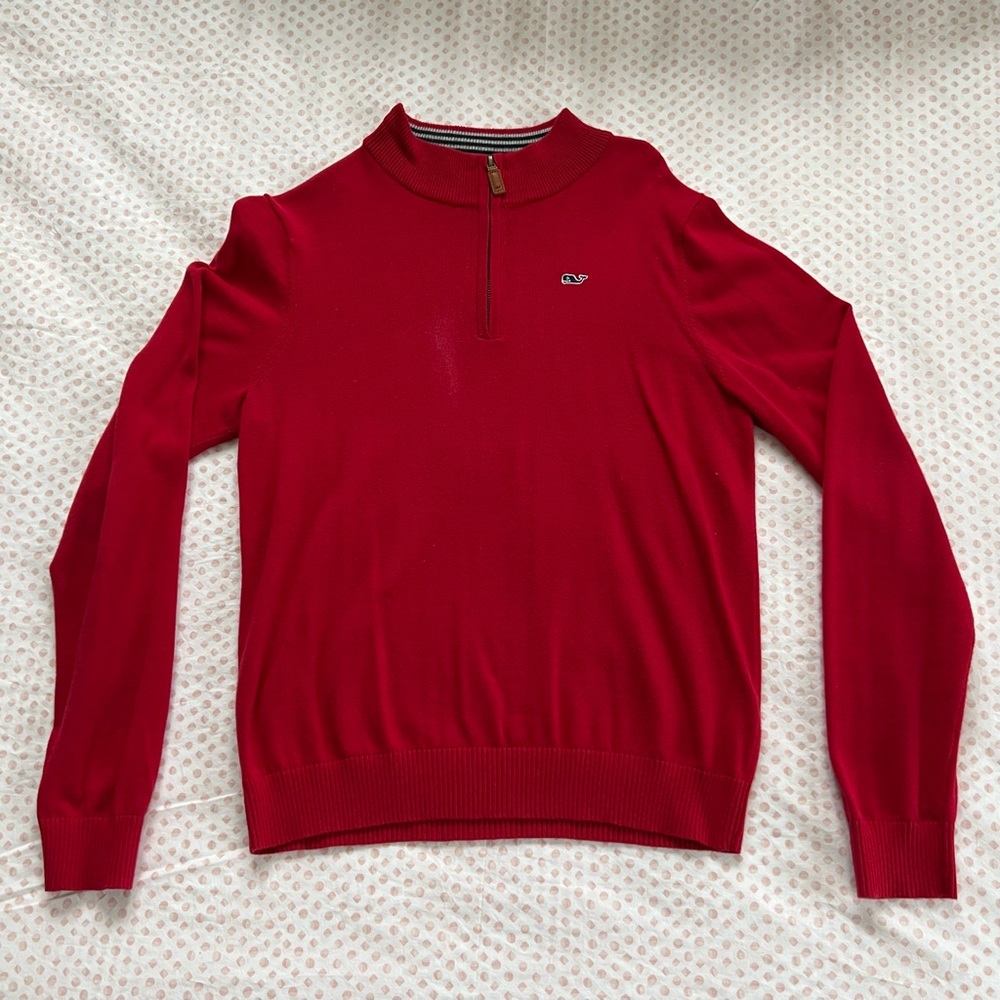 Vineyard Vines Boys Red 1/4 Dip Pullover Size L (16)